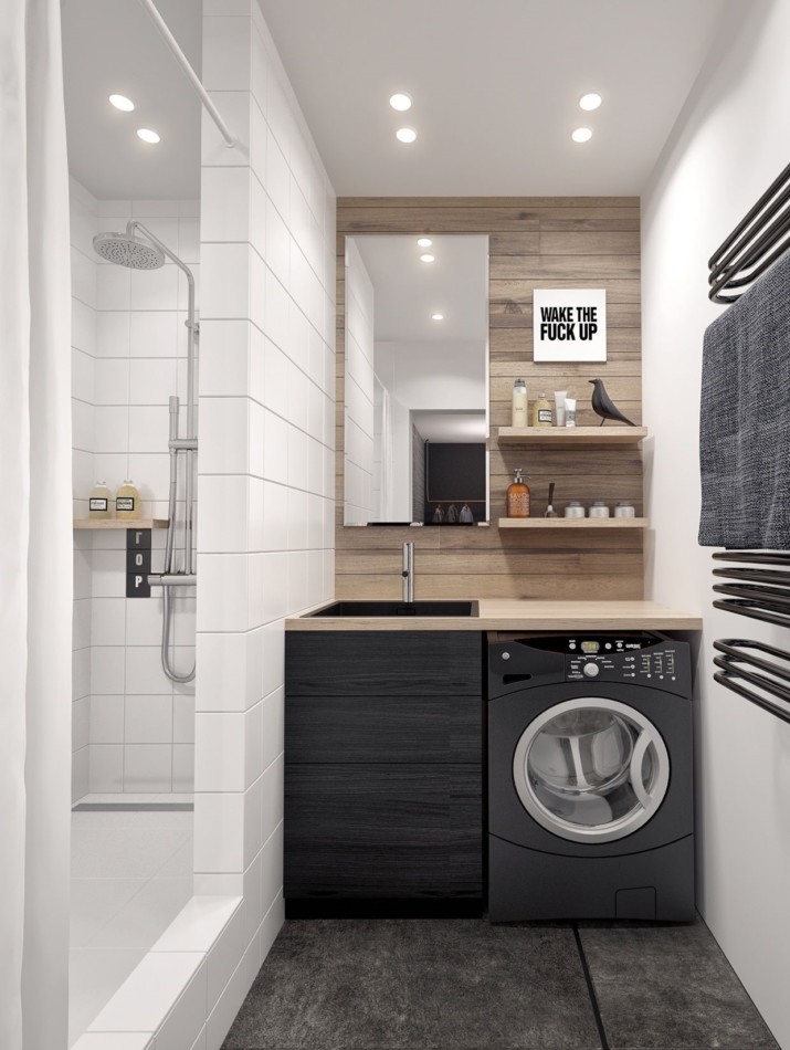 Basement Laundry Room Ideas - Well Integrated with Wash Basin