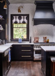 kitchens with dark cabinets and black appliances
