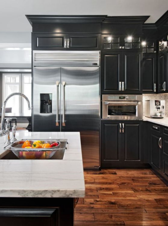 kitchens with black appliances
