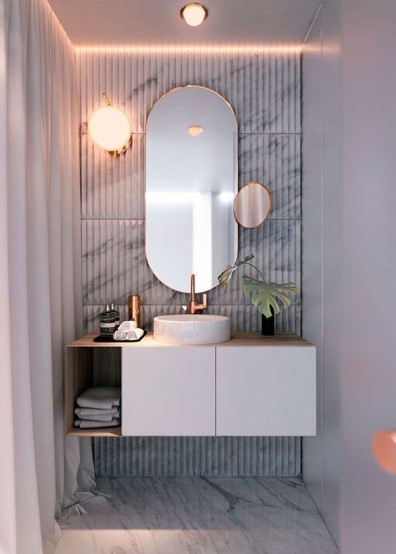 Chic Small Bathroom Ideas - Mirror As the Focal Point