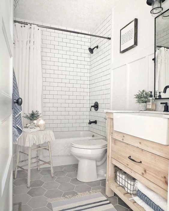 Chic Small Bathroom Ideas - Small Bathroom with Farmhouse Style