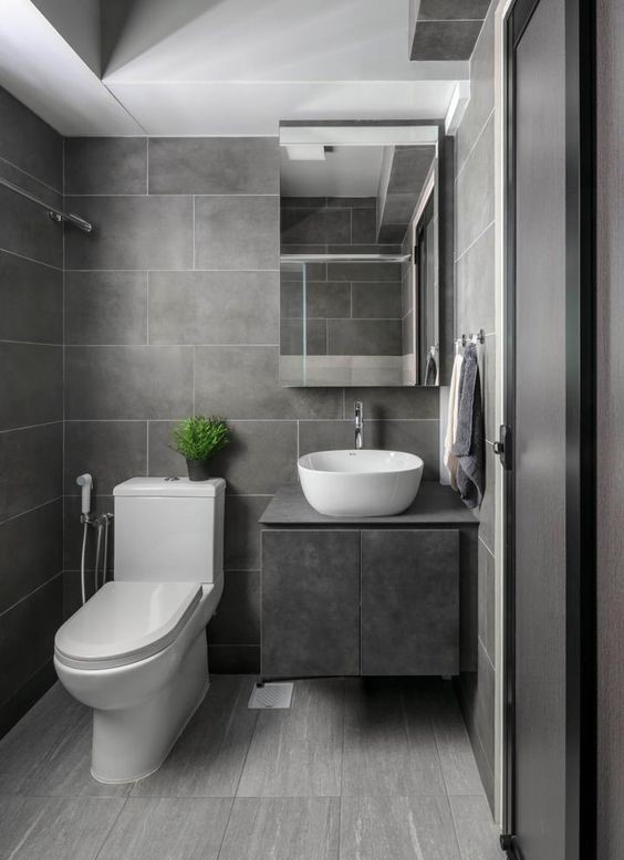 Basement Bathroom Ideas - Bright and Grey-ish Basement Bathroom