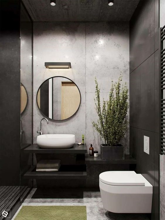 Basement Bathroom Ideas - Neat Concrete Exposed