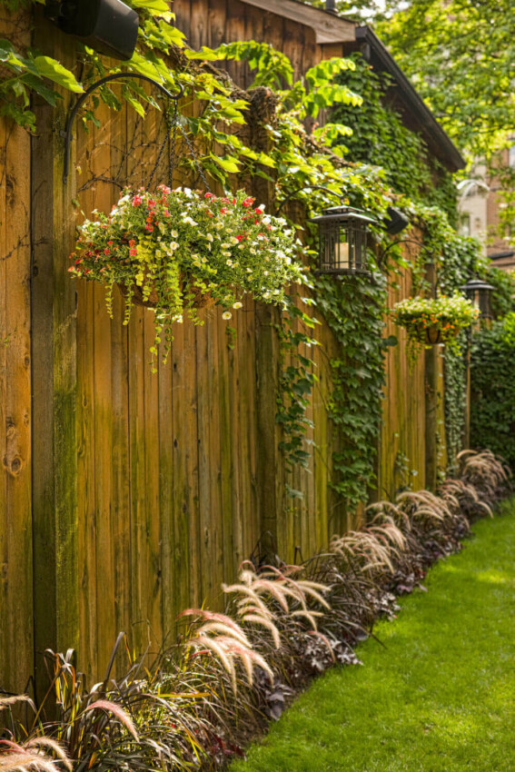 Backyard Wooden Fence Ideas Fence Hanging Planters