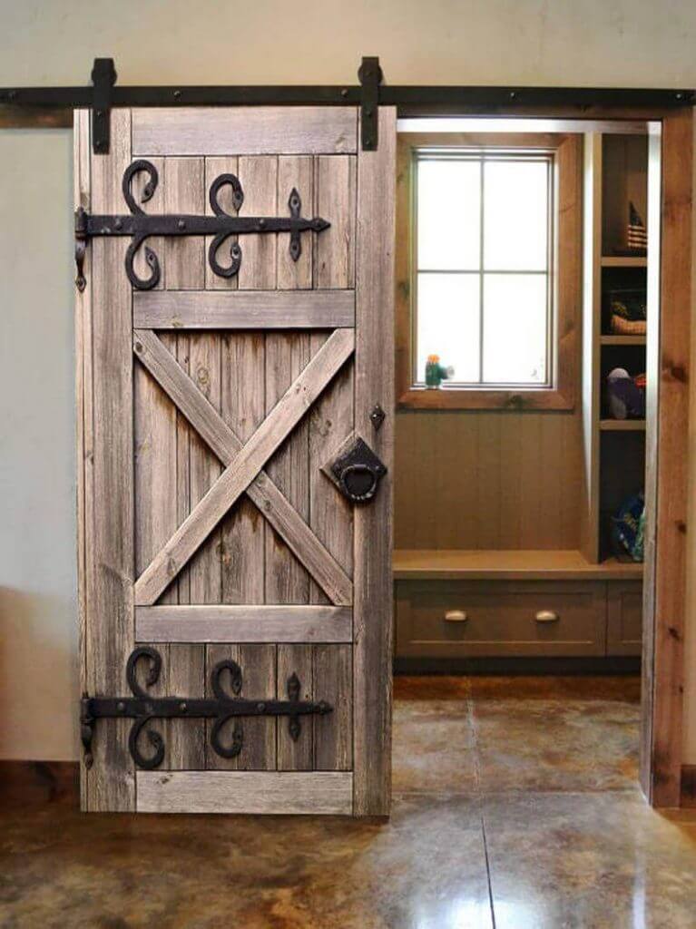 Barn Door Ideas for Closet Barn Door with Ornaments 2