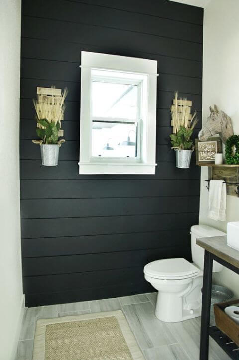 Black and White Powder Room Ideas Dare to Be Different with Black Shiplap