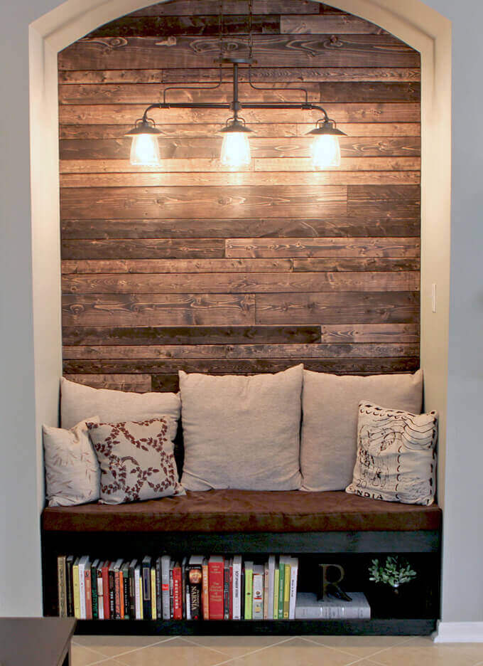 Built in Reading Nook Ideas Wood Wall