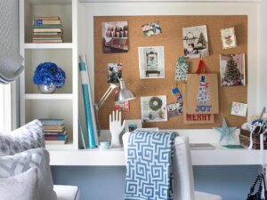 Cork Board Ideas for Bedroom Shelving Unit on Desk