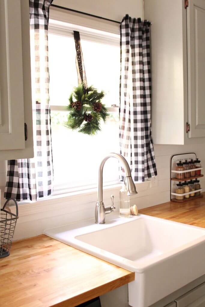 Curtain Ideas for Bay Window in Kitchen Black and White Short Curtains