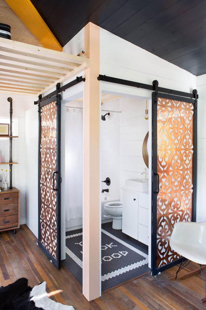 DIY Bathroom Door Ideas Clever Bathroom Remodel with Copper Panels