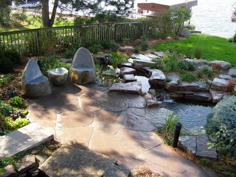 DIY Stone Patio Ideas Stone Patio with Pond