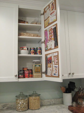 Decorating Cork Board Ideas DIY Recipe Pin Boards on Inside of Cabinet Doors