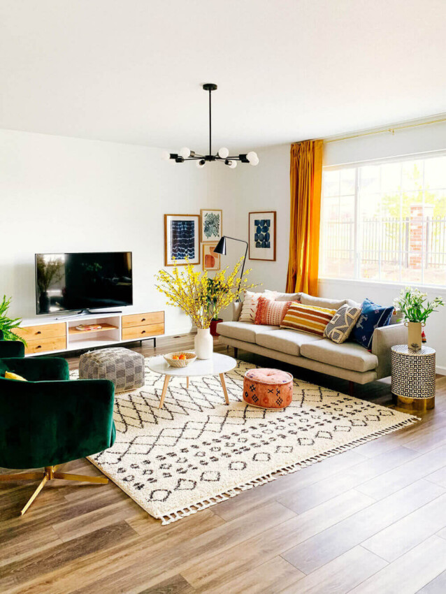 Formal Living Room Rug Ideas Mid Century Inspired