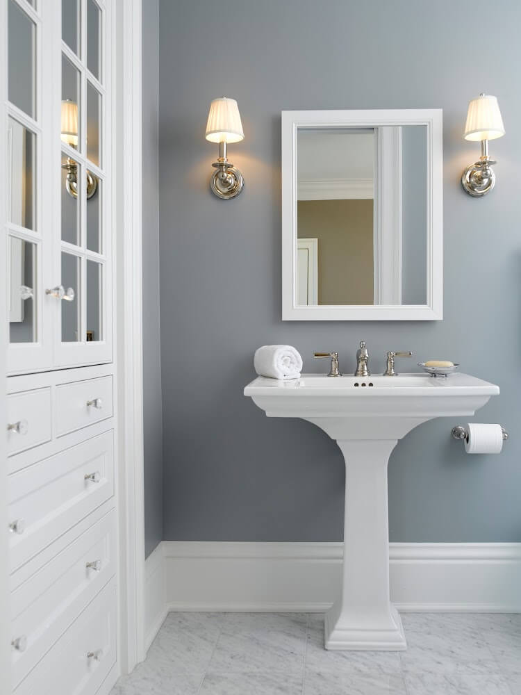 Gray Powder Room Ideas Gray Powder Room with White Cabinet