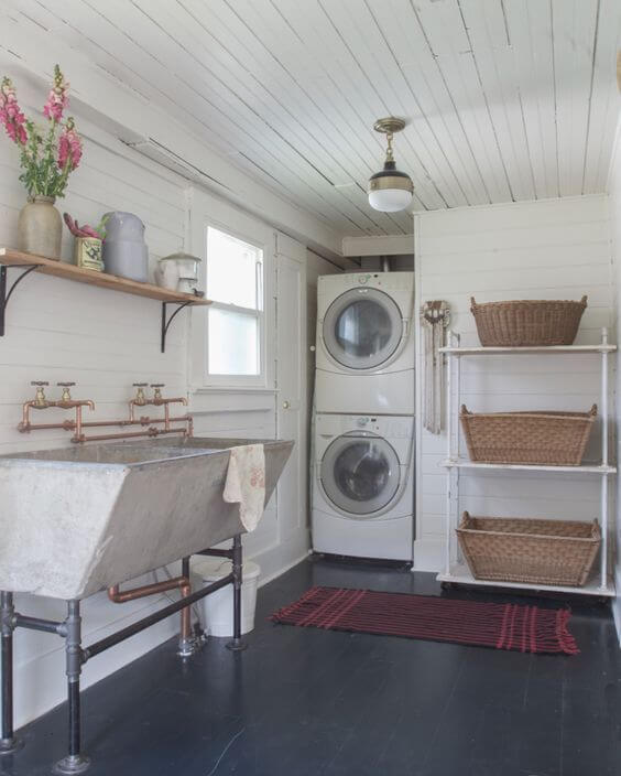 Houzz Basement Laundry Rooms Rustic Industrial Laundry Room