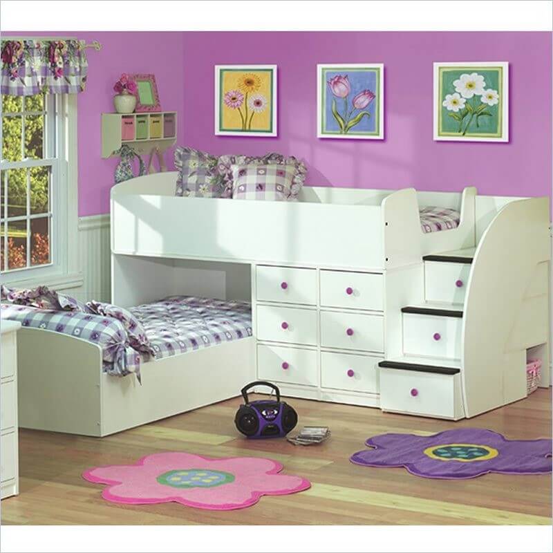 L Shaped Bunk Beds Twin Over Queen White Twin over Full Bunk Bed