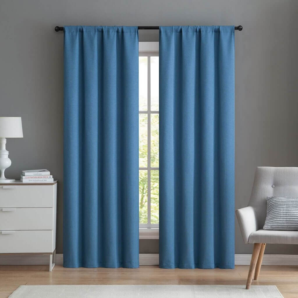 Large Window Curtain Ideas Blue and White Curtains