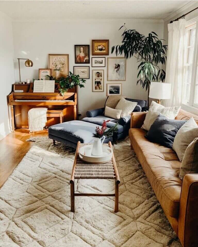 Living Room Rug Ideas with Brown Couch Patterns and Texture