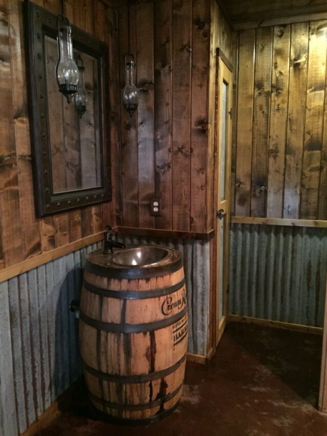 Log Cabin Basement Bathroom Ideas Whiskey Barrel Bathroom Sink