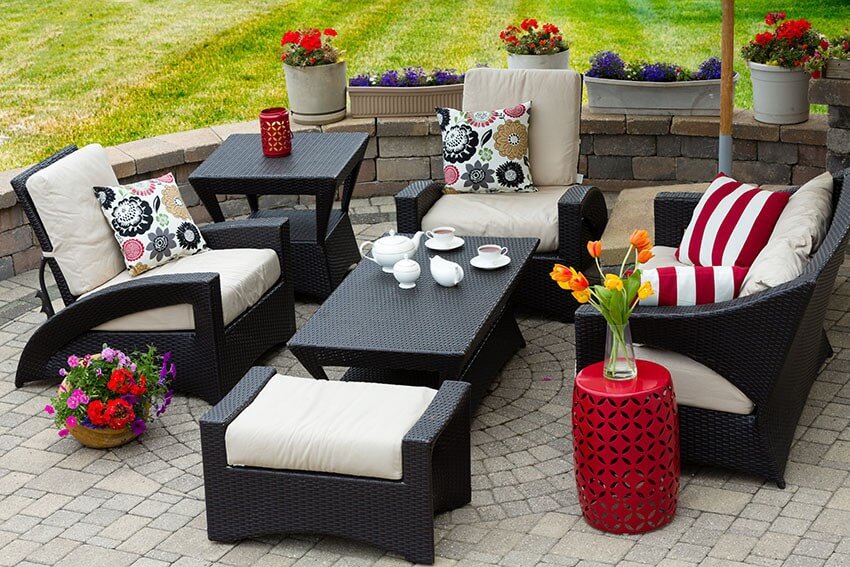 Pictures of Stone Patio Ideas Brick Patio with Potted Flowers