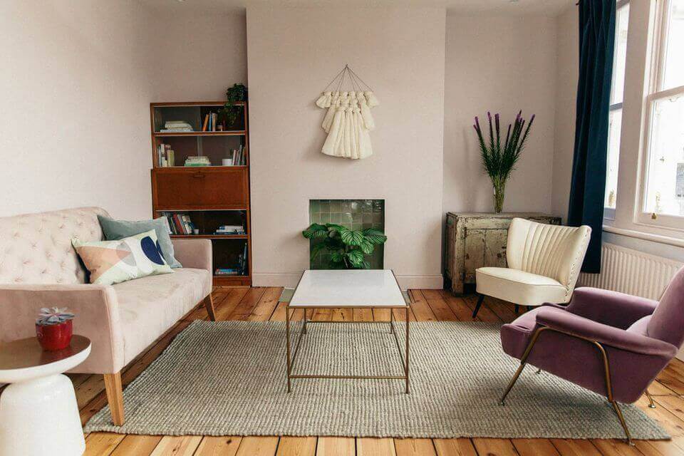 Rugs for Mid century Modern Living Room Living Room with Pink Walls