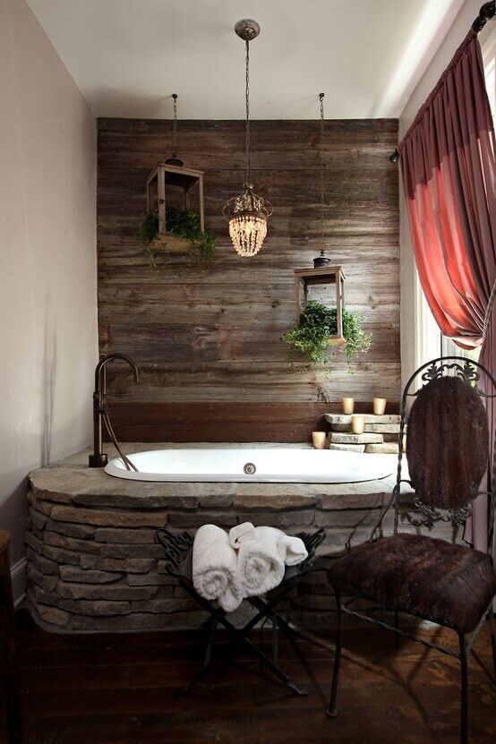 Rustic Bathroom Ideas Log Cabins Stone Bathroom to Get Closer to Nature