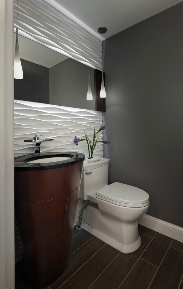 Simple Powder Room Ideas Gorgeous Accent Wall in Contrast Color