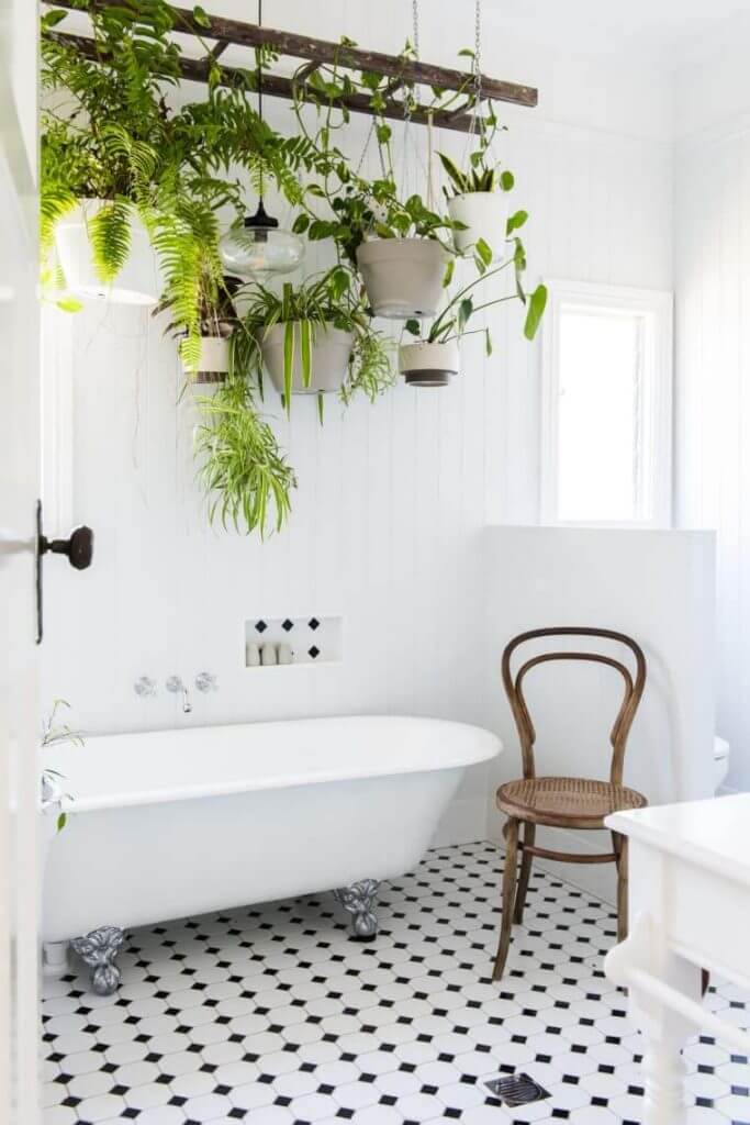 Small Bathroom Tile Floor Ideas Natural Bathroom with Black-White Flooring