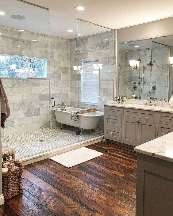 Tile Floor Ideas for Bathroom Wooden Flooring, Perfect for Master Bathroom