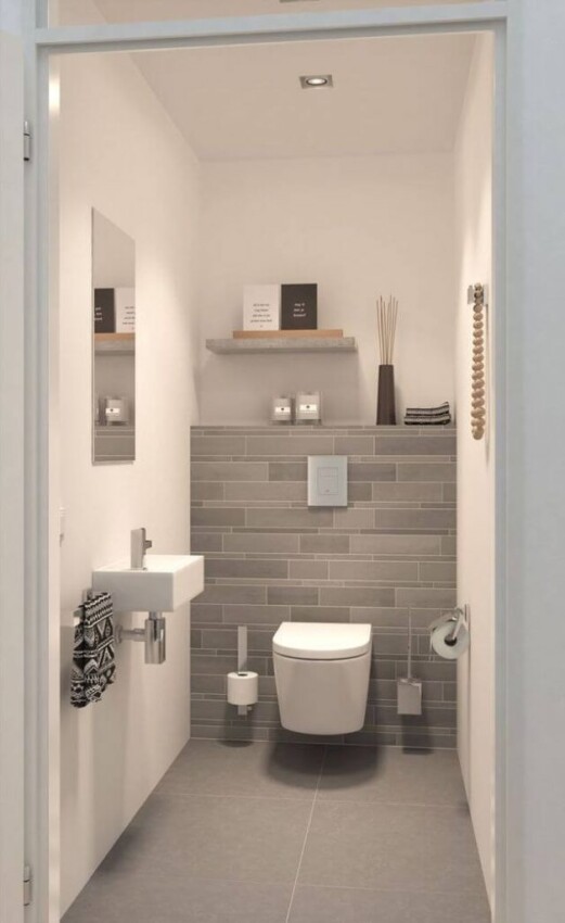Very Small Powder Room Ideas Powder Room with Floating Toilet, Yes Please