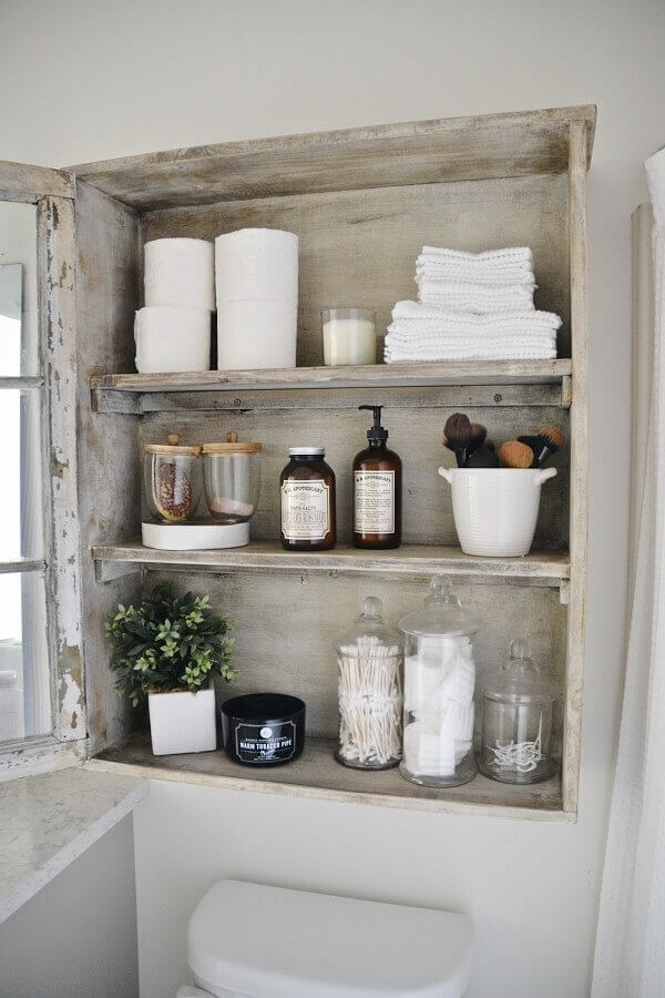 Vintage Rustic Bathroom Ideas Rustic Bathroom Cabinet Blends with White Elements