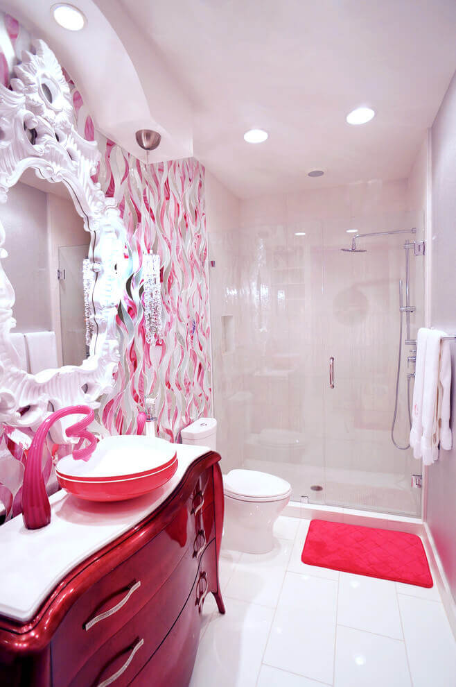 Bathroom Ideas for Little Girl Red and White