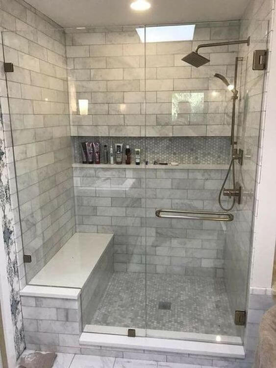 Bathroom Shower Tile Ideas Grey Narrow Bathroom, No Worry