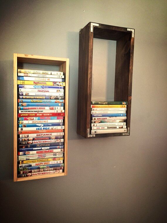 CD and DVD Storage Ideas Create floating DVD shelf in the wall