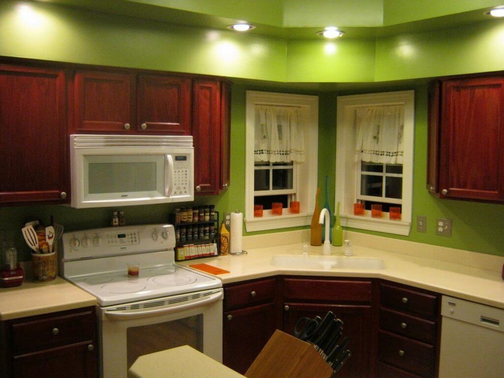 Cherry Kitchen Cabinets Wall Color Cherry Kitchen Cabinets Wall Color in Green