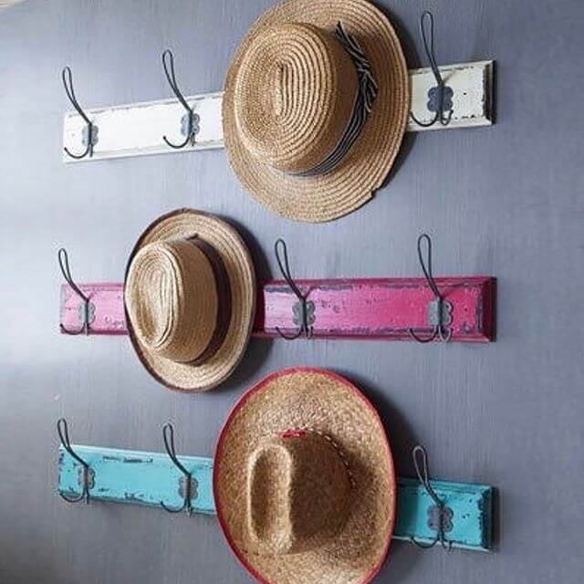 DIY Rustic Hat Rack All Lined Up