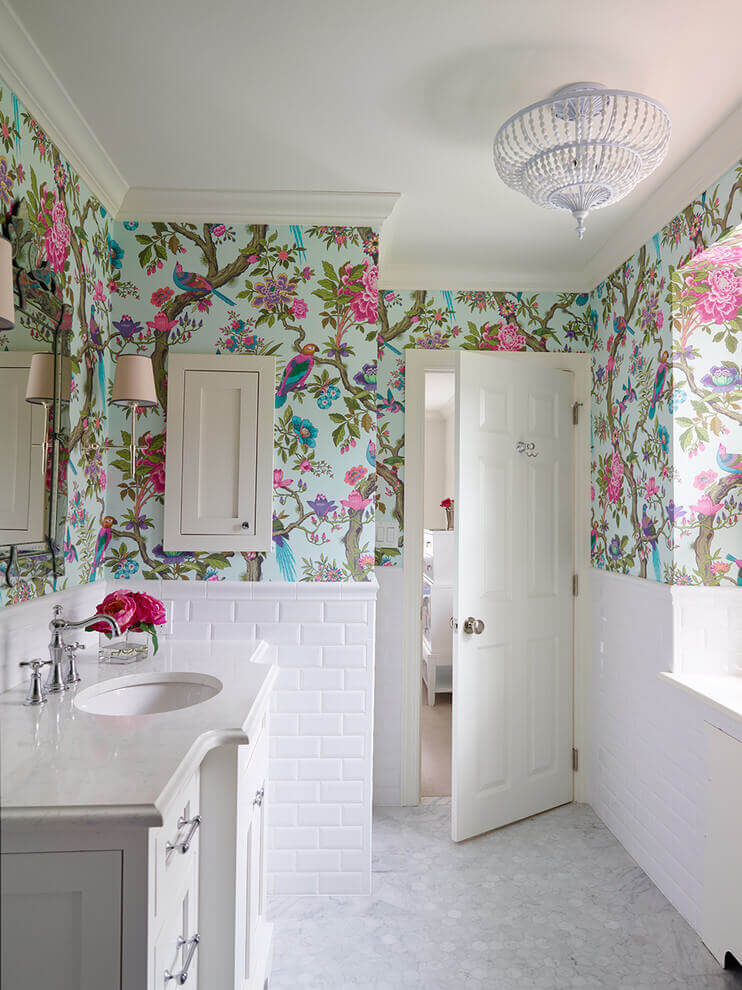Girl Bathroom Design Ideas Nature Inspired Wallpaper