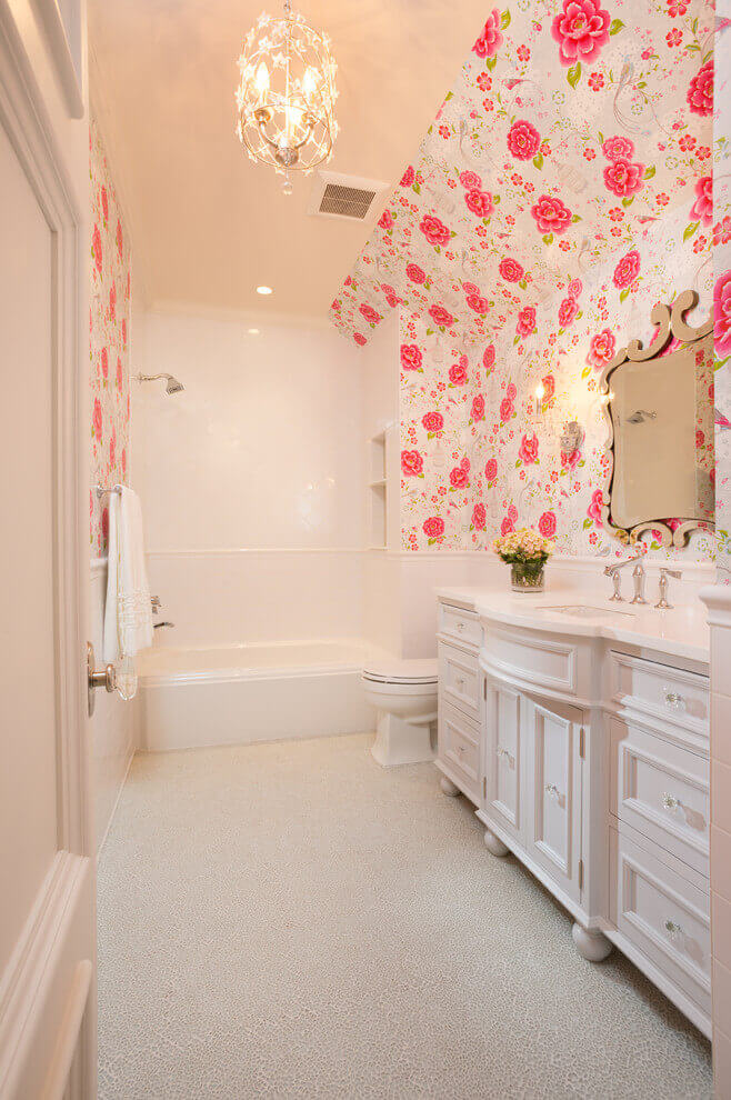 Girl Bathroom Themes Ideas Flowers All-Around