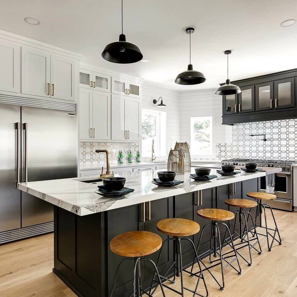 Kitchen Island Ideas with Seating Black and White
