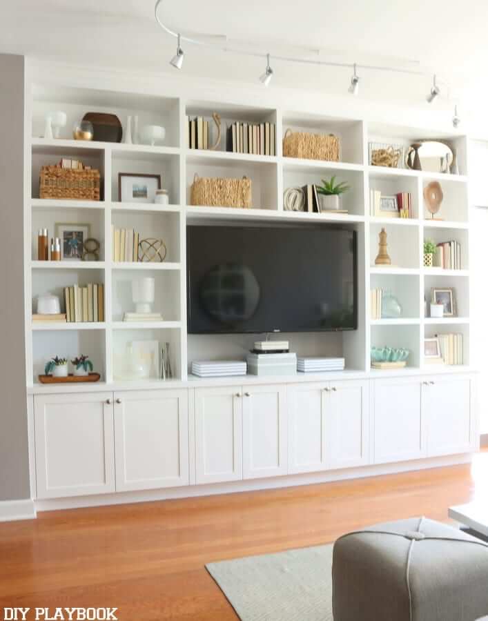 Living Room with TV Mounted on Wall TV Shelving Units Wall Mounts