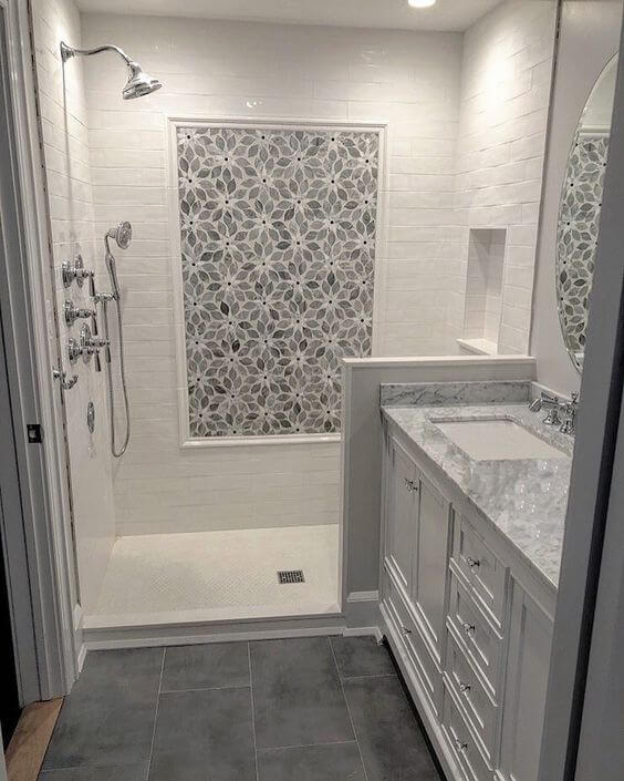 Modern Bathroom Shower Tile Ideas Accented Shower Wall, Adorable