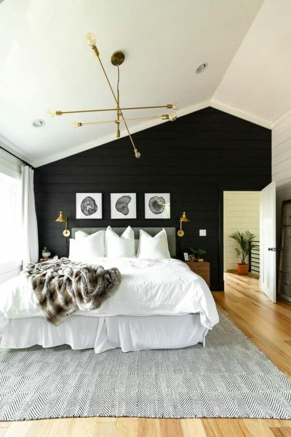 Rustic Bedroom Paint Ideas Play with Contrast White & Black