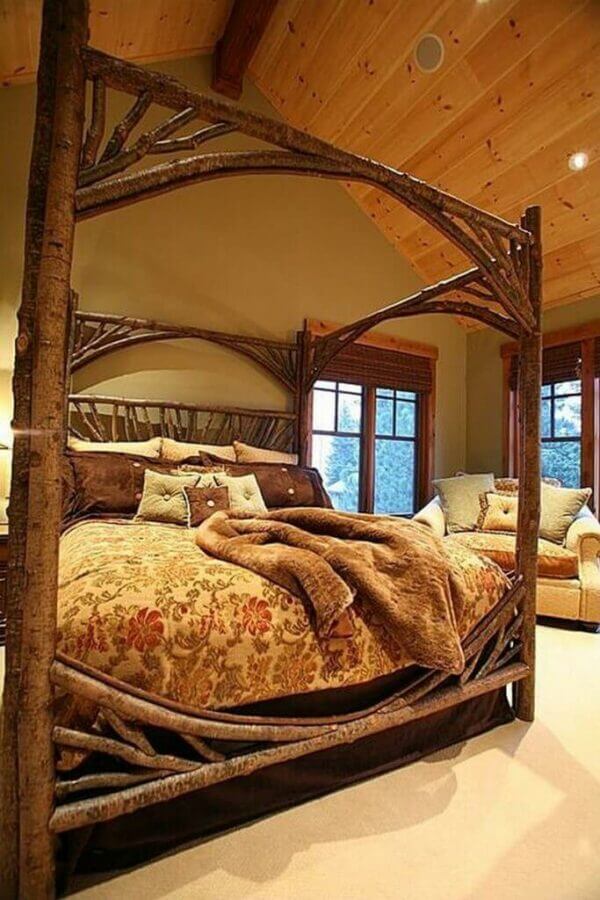 Rustic Chic Bedroom Ideas Log Bed Frame