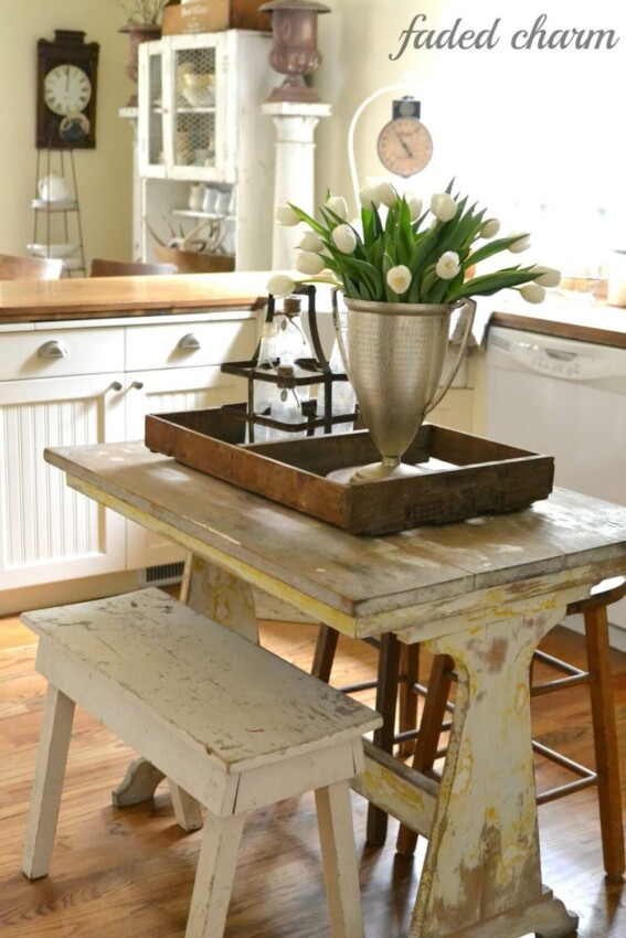 Rustic Small Kitchen Table Cottage-style Kitchen Table