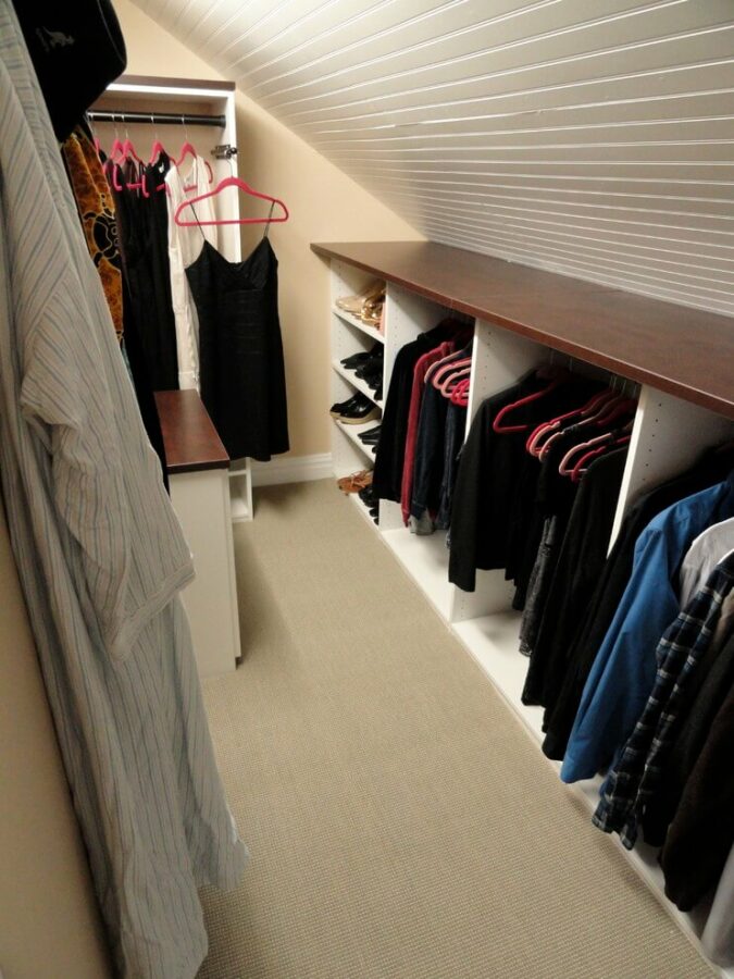 Slanted Ceilings Attic Closet Ideas Compact and Simple