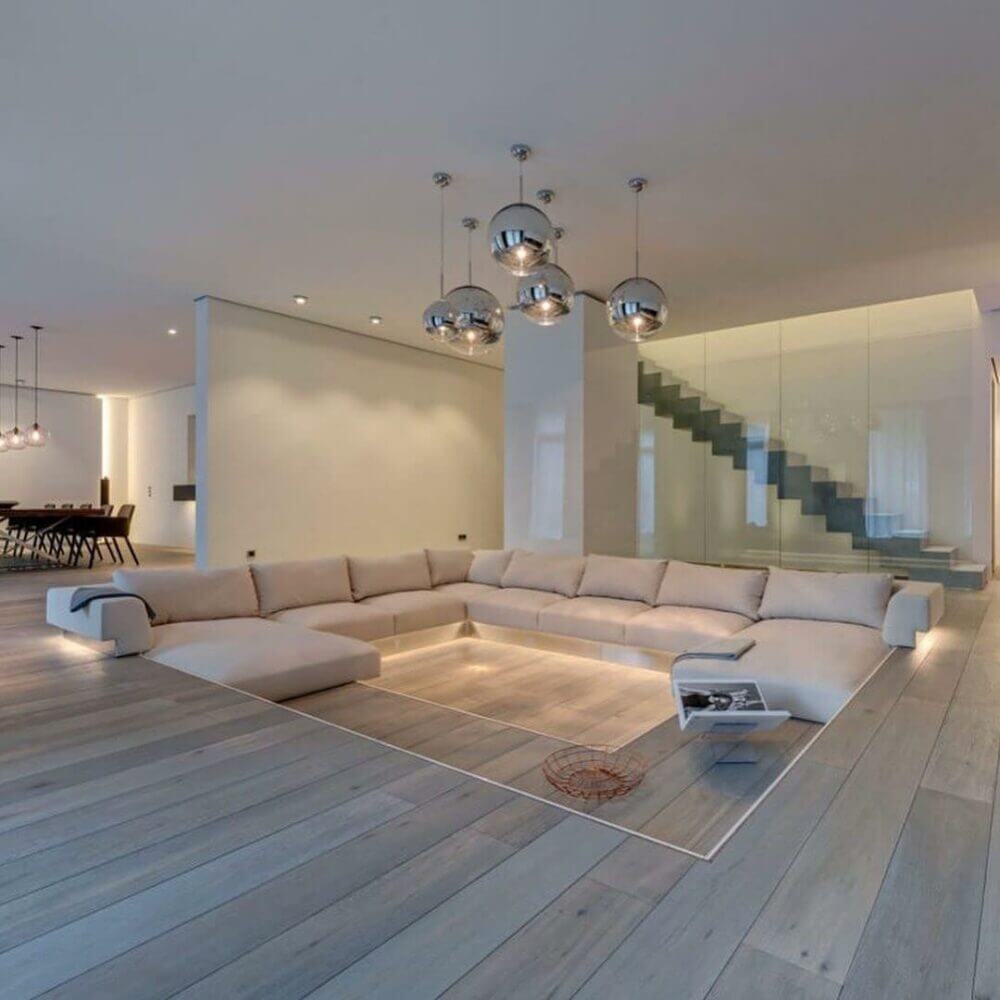 Sunken Living Room Modern Stylish Minimalist