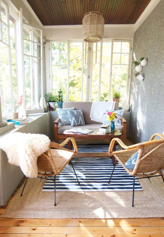 Sunroom Porch Ideas Add a Rug