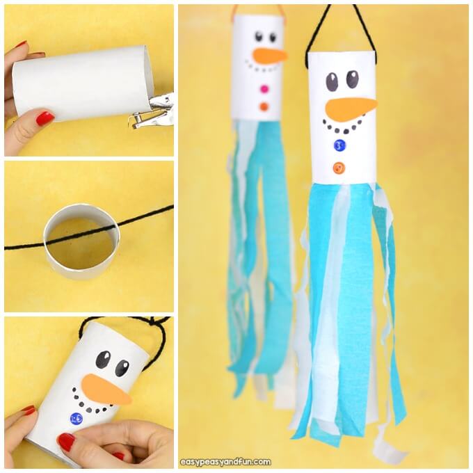 Toilet Paper Roll Crafts Toddler Snowman Windsock