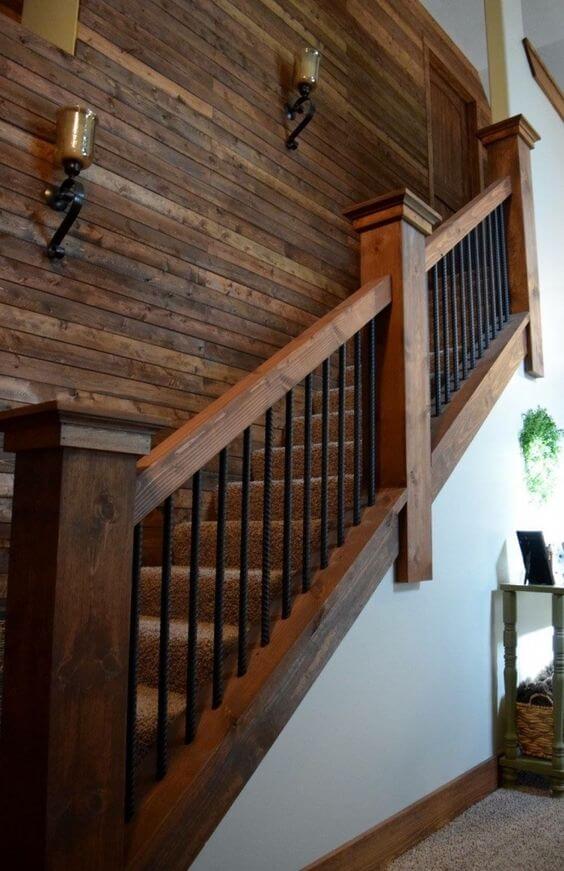 Wooden Stair Railing Ideas Industrial Style Railing