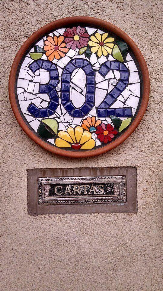 cute house number ideas Ceramic or Terracotta Mosaic